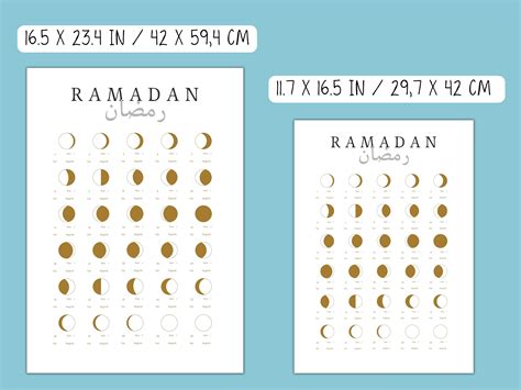 Printable Ramadan 2024 Calendar Islamic Wall Poster A2 A3  Png Pdf