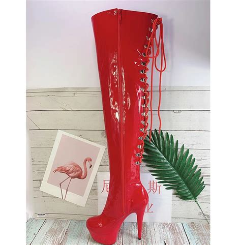 Laijianjinxia Women Pu High Heels Over The Knee Boots Women S New Autumn Winter Fashion 15cm