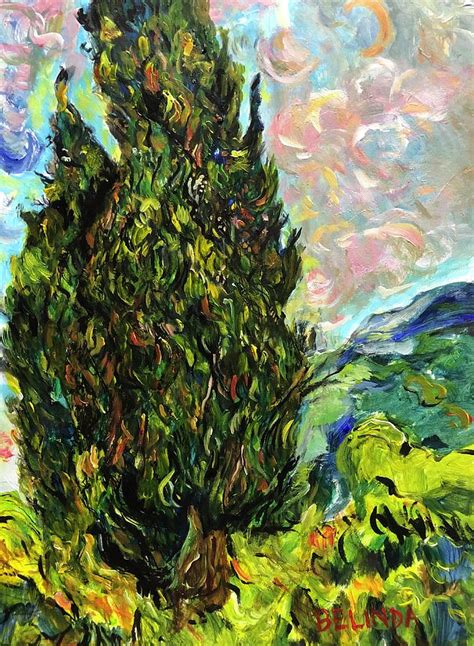 My Cypress Trees Painting By Belinda Low Fine Art America