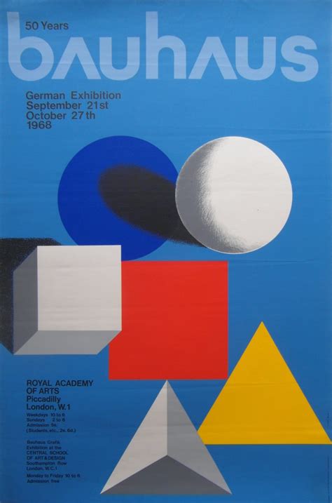 Original 1968 Bauhaus Exhibition Poster Royal Academy Of