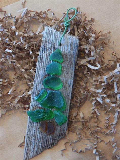 Diy Driftwood And Maine Sea Glass Christmas Tree Ornament Kit Contains Supplies Christmas