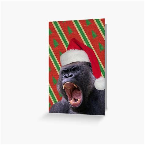 Angry Christmas Gorilla Greeting Card By Kinggorillabark Redbubble