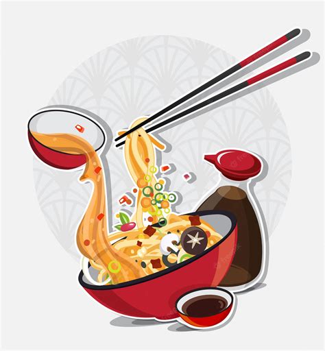 Premium Vector Asian Noodle Soup In Bowl