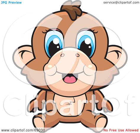 Royalty Free Rf Clipart Illustration Of A Cute Baby Monkey With Blue