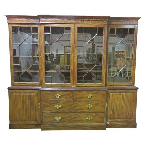 Original Unrestored Antique English Pine China Cabinetbookcase At