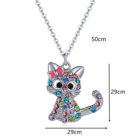Cute Rhinestone Cat Necklace Sparkly Cat Necklace Blue Cat Etsy