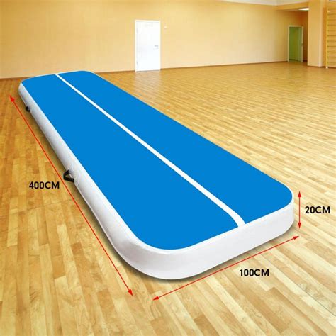 4m Airtrack Tumbling Mat Gymnastics Exercise Air Track Blue White