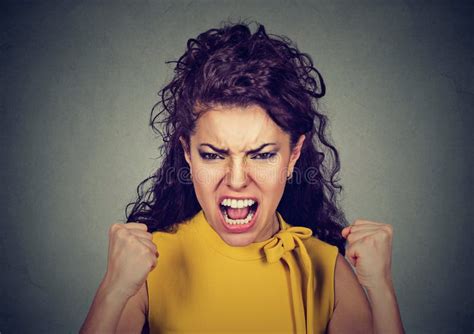 Portrait Of Young Angry Woman Screaming Stock Image Image Of Head