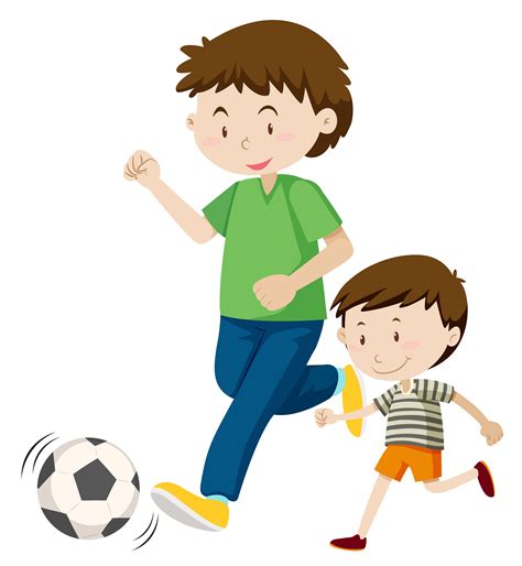 Father And Son Playing Soccer 299290 Vector Art At Vecteezy