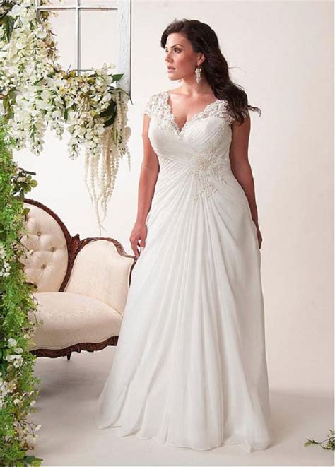 Bling Brides Elegant Wedding Dress Chiffon Plus Size Beach Bridal Gown