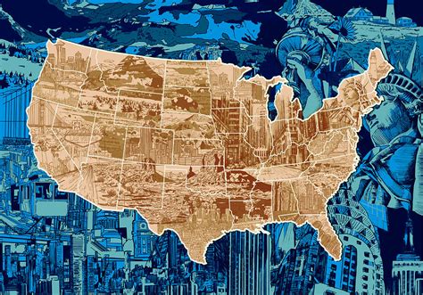 United States Drawing Collage Map Painting By Bekim M Fine Art America