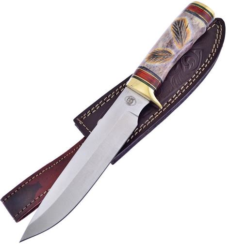 Frost Red Plains Chief Bowie Chipaway Bone Handle Stainless Fixed Knif