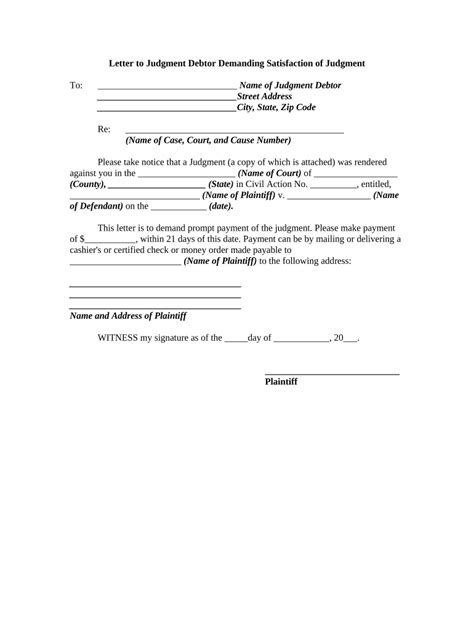 Letter Judgment Satisfaction Form Fill Out And Sign Printable Pdf