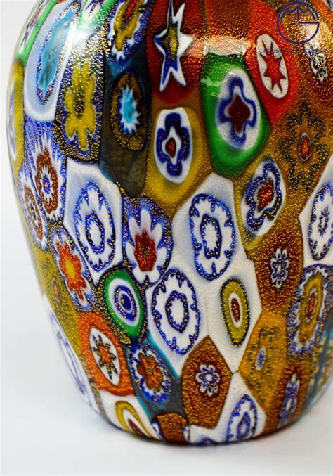 Collezione Vasi Di Murano Mignon Con Murrina Millefiori E Oro 24kt Made Murano Glass