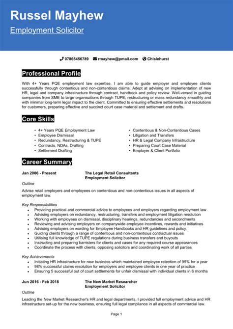 Solicitor Cv Example Guide Get Your Dream Job