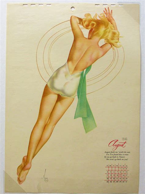 Varga Girl Original Pin Up Vintage Print July Calendar Alberto Vargas Book Plate Prints Art