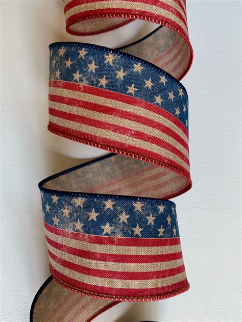 25 Usa Continuous Vintage Flag Ribbon American Flag Etsy