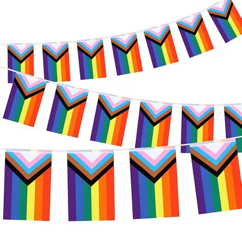 Rainbow String Bunting 10m Gay Pride Bunting Banner With 38 Pennant