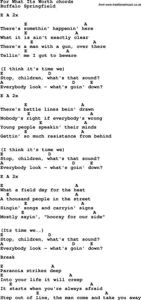 Song Lyrics With Guitar Chords For For What Its Worth Guitar Chords Song Lyrics And Chords