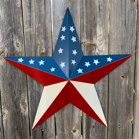 1216243036 Usa American Flag Star Red White And Blue Metal Barn