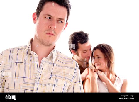 Jealous Man And Couple In Love Stock Photo Alamy