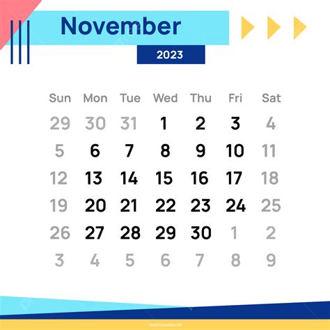 Gambar Desain Sederhana Kalender November 2023 Abstrak Kalender 2023