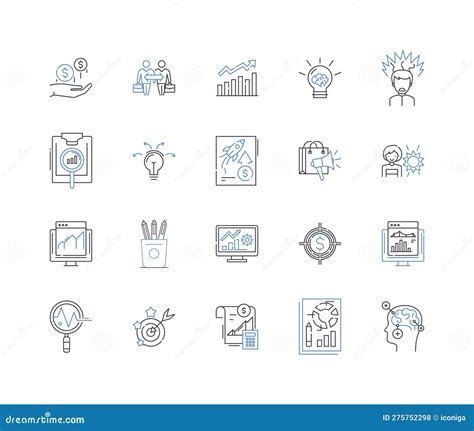 Strategic Planning Line Icons Collection Strategy Planning Goals