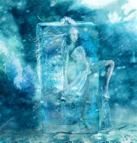 Fairy Girl Frozen In A Block Of Ice — Stock Photo © Putilich 8641108