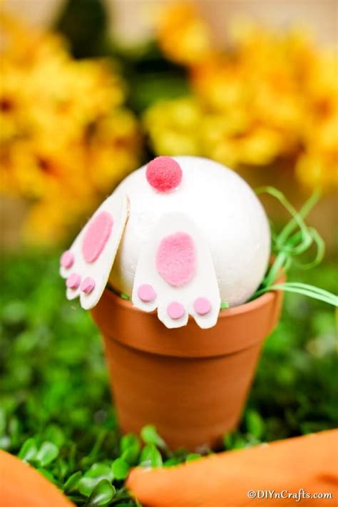 Bunny Hiding In A Flower Pot Easter Decoration Diy And Crafts