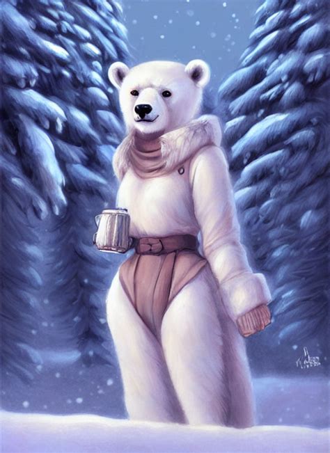 Prompthunt Award Winning Beautiful Portrait Commission Art Of A Female Furry Anthro Polar Bear