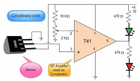 Analog Temperature Detector Or Sensor Using Op Amp 741 : This circuit