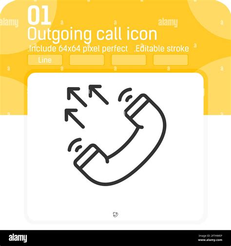 Outgoing Call Vector Icon With Outline Style Isolated On White