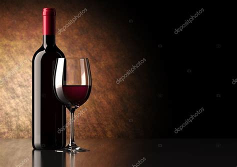 Red Wine Bottle With Glass — Stock Photo © Brunohaver 9607888