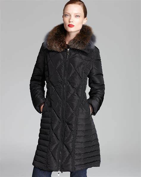 Maximilian Quilted Down Coat With Fox Fur Collar Bloomingdales