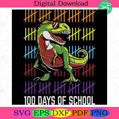 100 Days Of School Svg Dinosaur Svg Dinosaur T