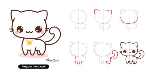 How To Draw A Kawaii Cat Step By Step Imagine A Cross In The Center