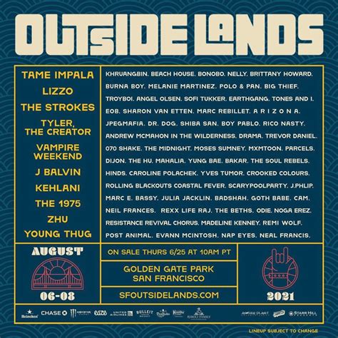 Outside Lands Festival Cancelled For 2020 New Date And