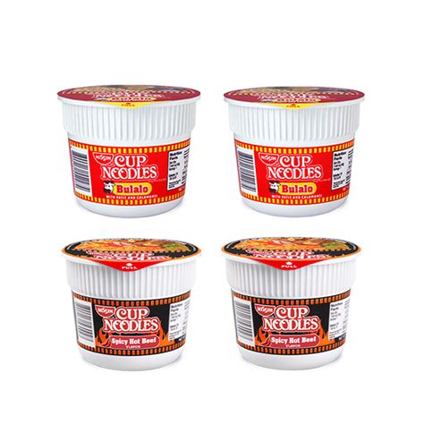Nissin Cup Noodles Mini Spicy Hot Beef 2 Packs And Nissin Cup Noodles Mini Bulalo 2 Packs