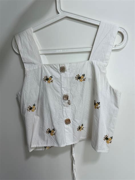 Flower Embroidered Top Womens Fashion Tops Sleeveless On Carousell