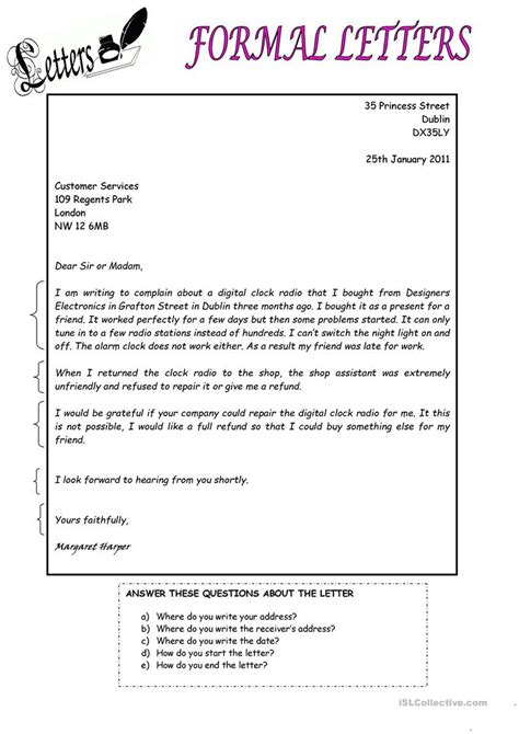 You need to compose formal letters in english for business, general school, and university applications, which goes to show that the art of composing a formal as a result, i now encompass the ability to recognize how to structure my lesson plans to coincide with young age groups. FORMAL LETTERS worksheet - Free ESL printable worksheets ...