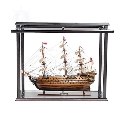 Hms Victory Model Ship Midsize With Display Case Front Open Museum Q