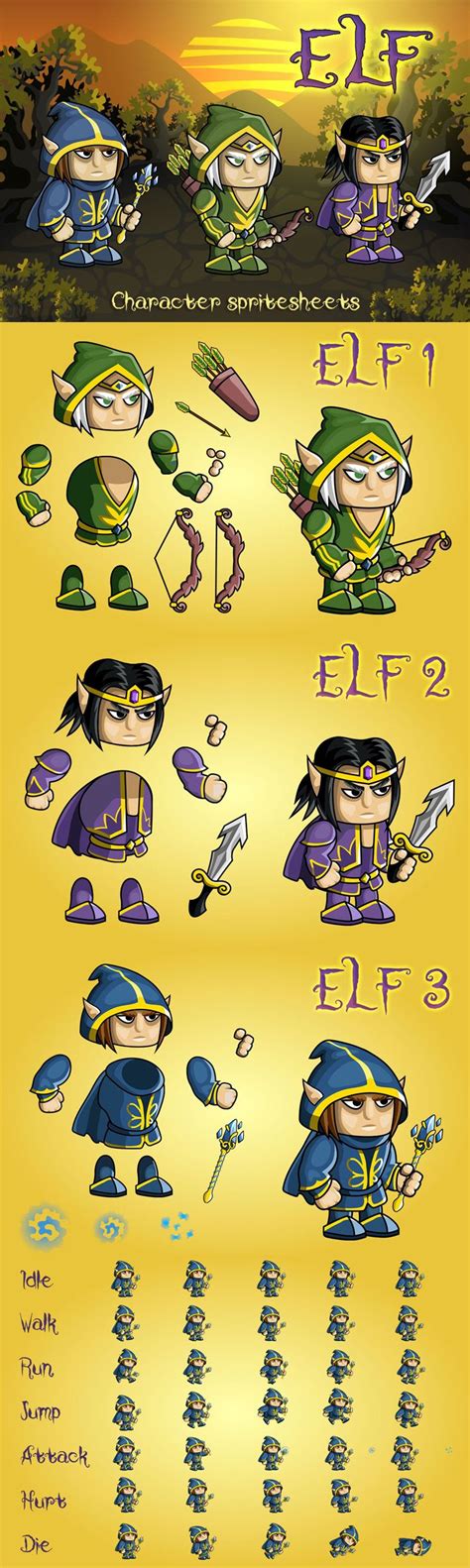 Here Is A Set Of Graphics 2d Fantasy Elf Free Character Sprite