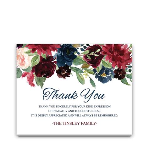 Sympathy Thank You Notes Funeral Guests Watercolor Florals Folded A2