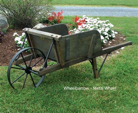 Amish Large Rustic Wooden Wheelbarrow With Removable Sideboards