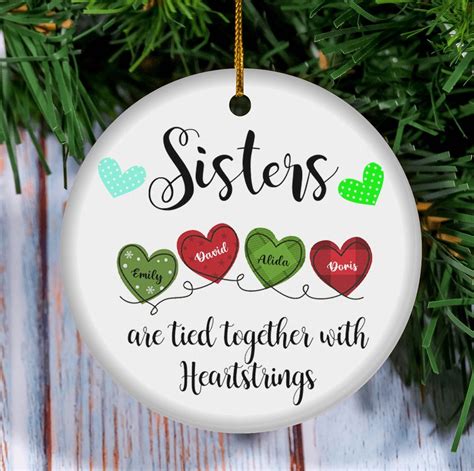 Personalized Sisters Christmas Ornament Custom Sister Gift Idea Cute