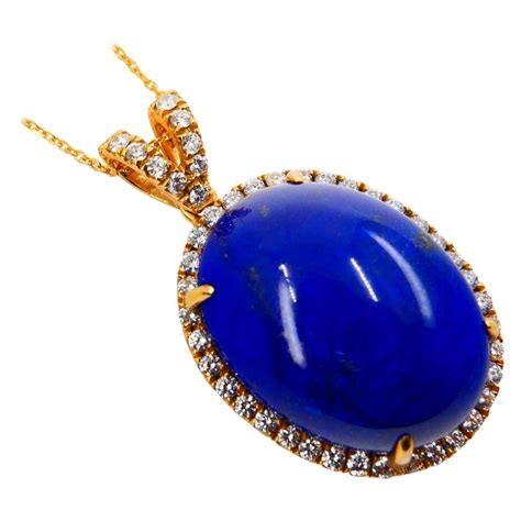 Royal Blue Lapis Lazuli And Diamond Pendant Drop Necklace Gold Veins