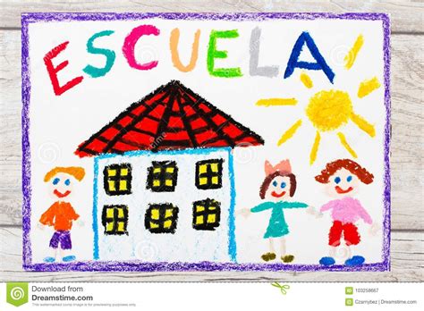Descargue imagen vectorial de escuela primaria. Dibujo: Palabra Española ESCUELA, Construcción De Escuelas ...