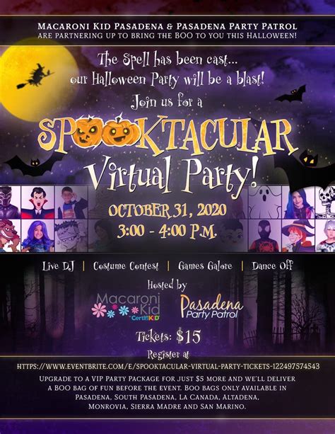 Oct 31 Halloween Spooktacular Virtual Party Pasadena Ca Patch