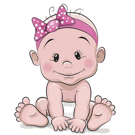 Bébé Fille Dessin Animé Mignon Illustration Vectorielle Baby