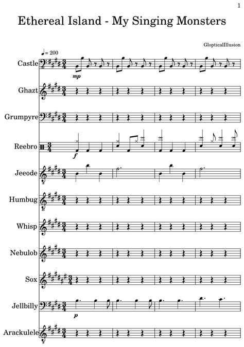 Ethereal Island My Singing Monsters Sheet Music For Electric Bass Pick Piano Bassoon
